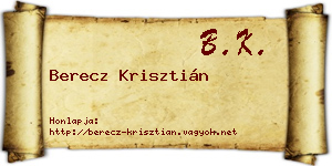 Berecz Krisztián névjegykártya